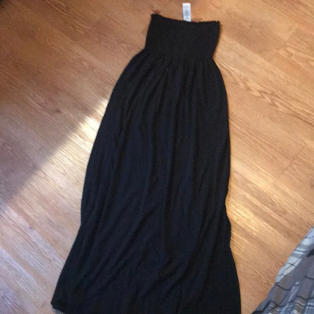 Long black strapless summer dress